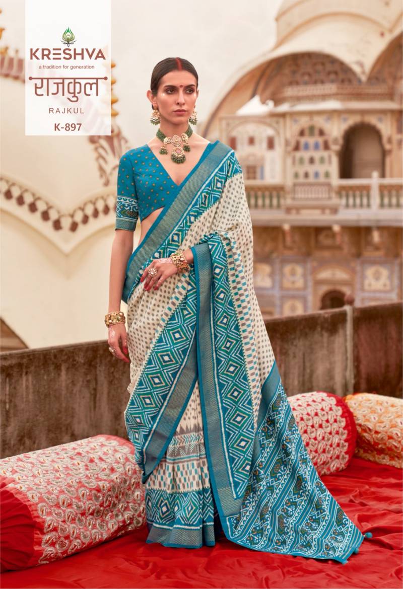 Kreshva Rajkul Premium luxury print Silk Saree Collection