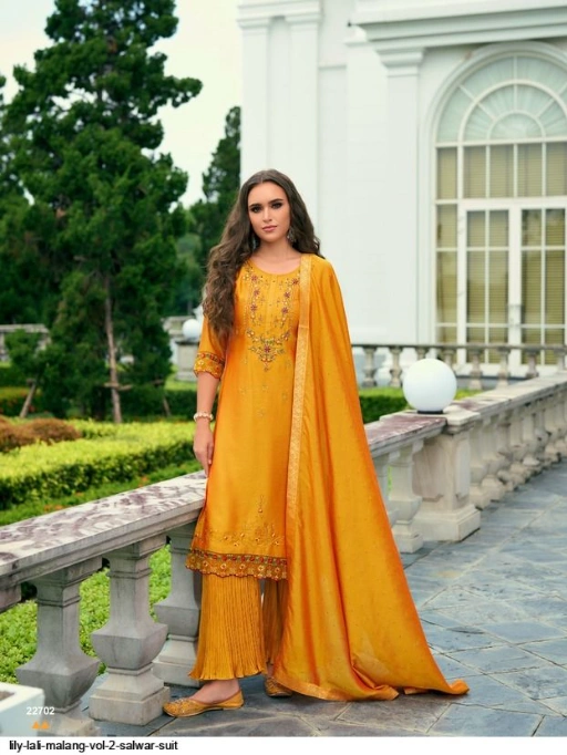 Lily Lali Malang Vol 2 Wholesale Readymade Vichitra Silk Sharara Suit - Image 4