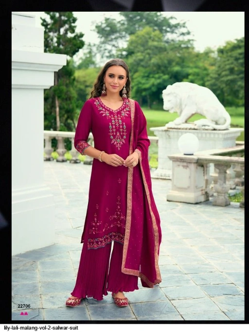 Lily Lali Malang Vol 2 Wholesale Readymade Vichitra Silk Sharara Suit - Image 5