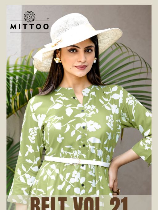 Mittoo Belt Vol 21 Wholesale Readymade Rayon Print Kurti Collection