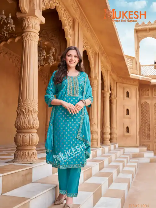Mukesh Mannat V 2 Wholesale Embroidered Kurti With Bottom Dupatta - Image 6