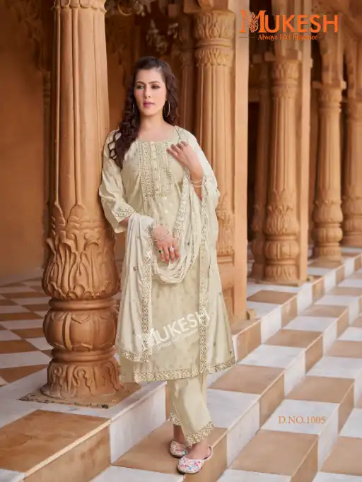 Mukesh Mannat V 2 Wholesale Embroidered Kurti With Bottom Dupatta - Image 7
