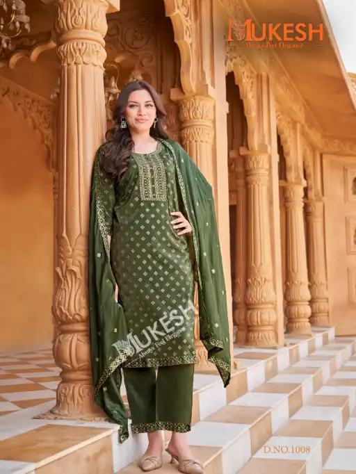 Mukesh Mannat V 2 Wholesale Embroidered Kurti With Bottom Dupatta - Image 8