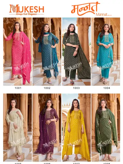 Mukesh Mannat V 2 Wholesale Embroidered Kurti With Bottom Dupatta - Image 10
