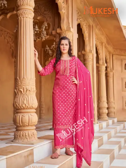 Mukesh Mannat V 2 Wholesale Embroidered Kurti With Bottom Dupatta - Image 2