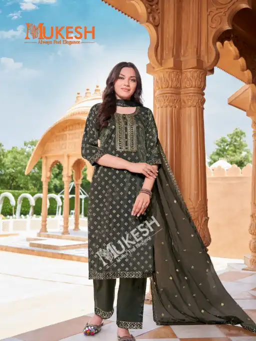 Mukesh Mannat V 2 Wholesale Embroidered Kurti With Bottom Dupatta - Image 3