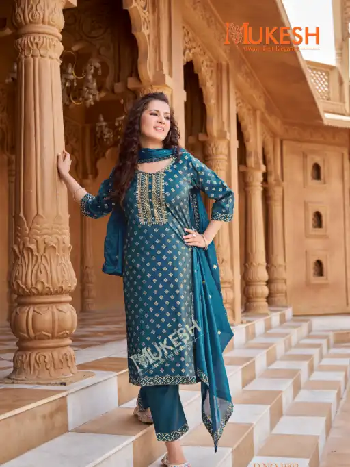Mukesh Mannat V 2 Wholesale Embroidered Kurti With Bottom Dupatta - Image 4