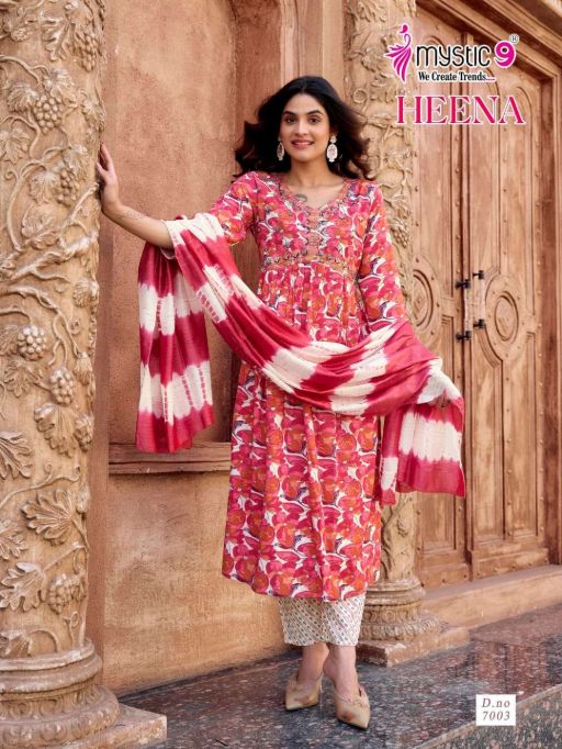 Mystic 9 Heena Vol 7 Wholesale Premium Rayon Kurti With Bottom Dupatta - Image 6