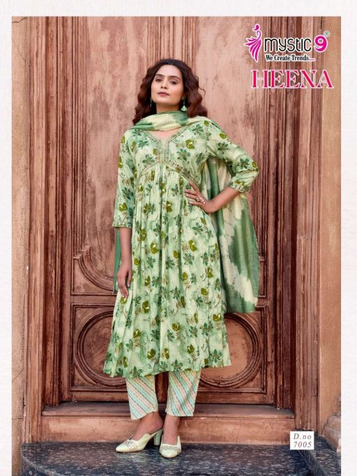 Mystic 9 Heena Vol 7 Wholesale Premium Rayon Kurti With Bottom Dupatta - Image 7