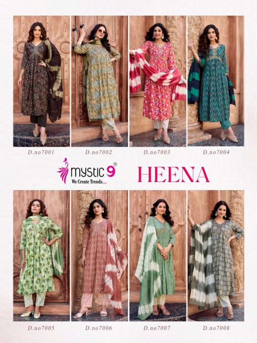 Mystic 9 Heena Vol 7 Wholesale Premium Rayon Kurti With Bottom Dupatta - Image 10
