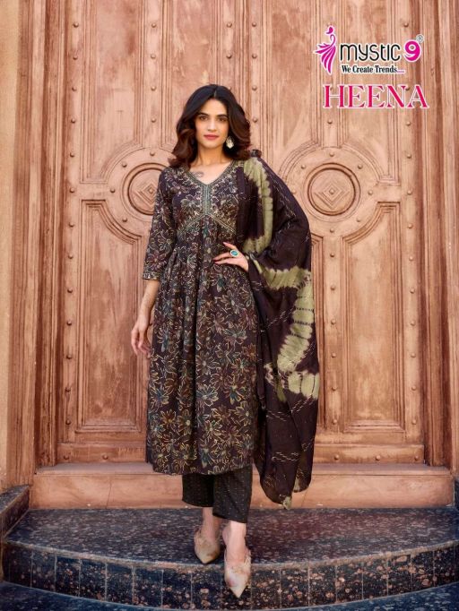 Mystic 9 Heena Vol 7 Wholesale Premium Rayon Kurti With Bottom Dupatta - Image 3