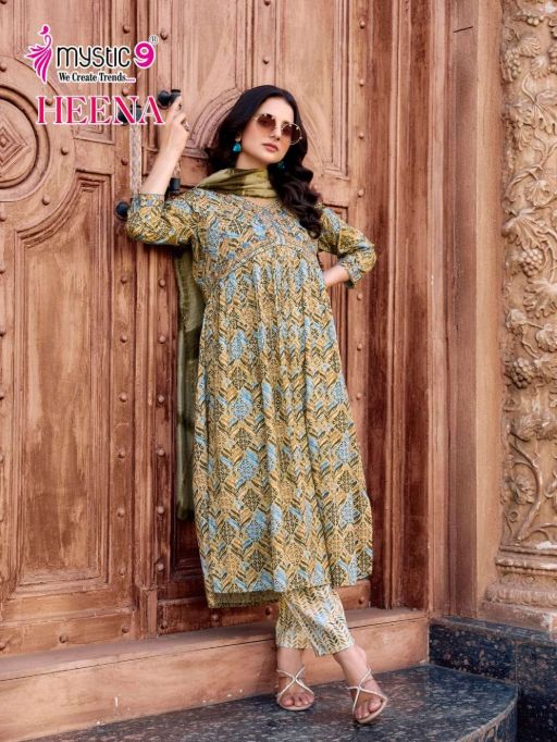 Mystic 9 Heena Vol 7 Wholesale Premium Rayon Kurti With Bottom Dupatta - Image 4