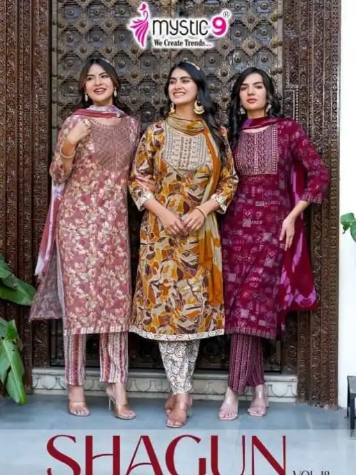 Mystic 9 Shagun Vol 18 Wholesale Rayon Print Kurti Bottom Dupatta
