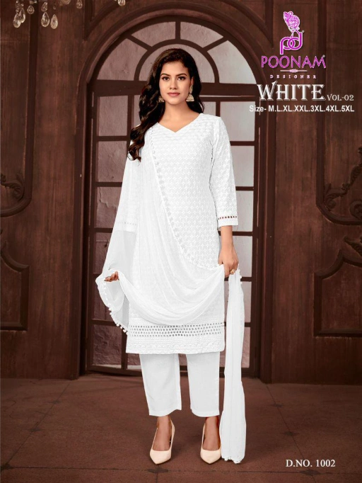 Poonam Designer Chikankari Wholesale Kurti with Bottom Dupatta
