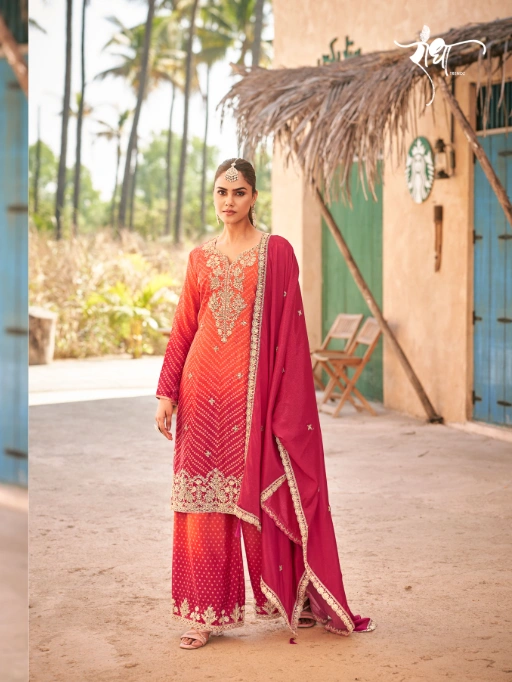 Radha Trendz Rangeen Premium Chinon Designer Sharara Suit