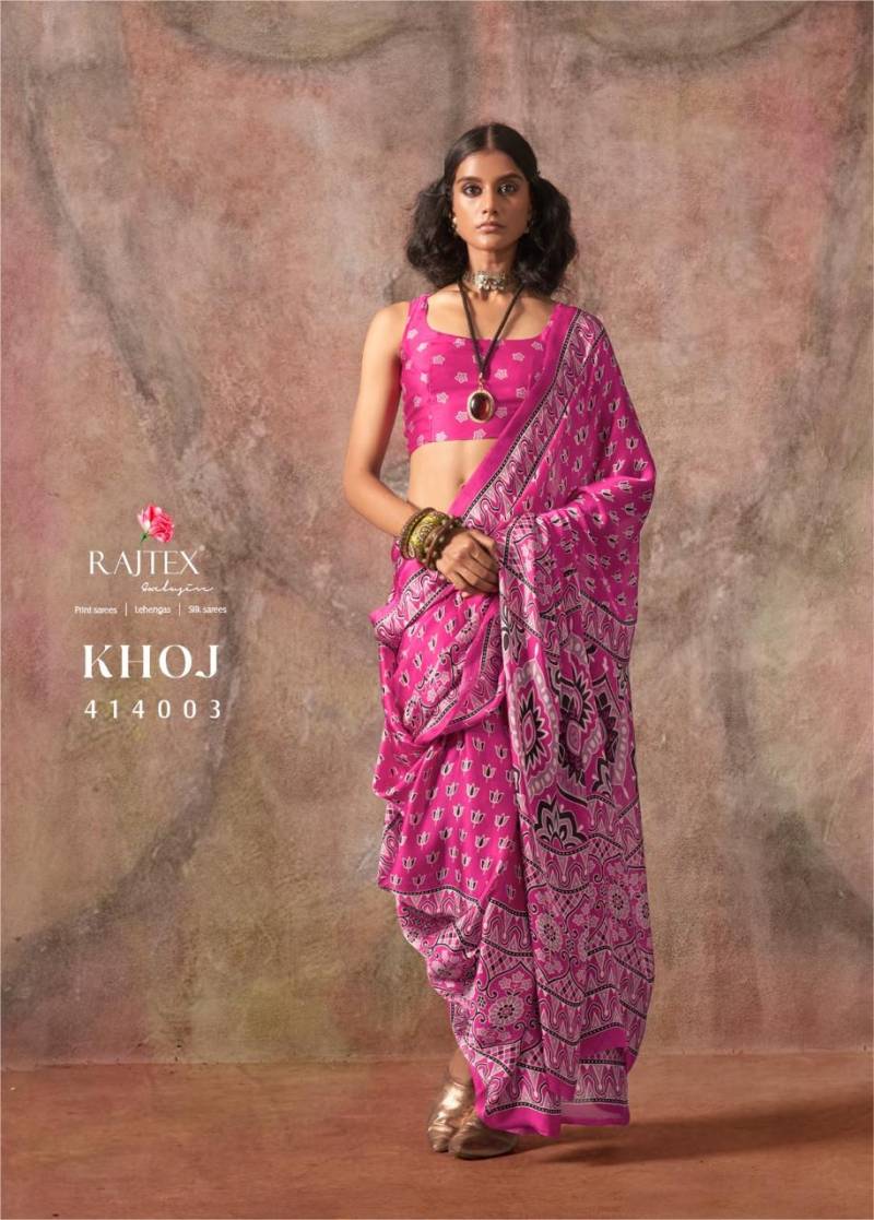 Rajtex Khoj Ajrakh Print Satin Wholesale Georgette Sarees