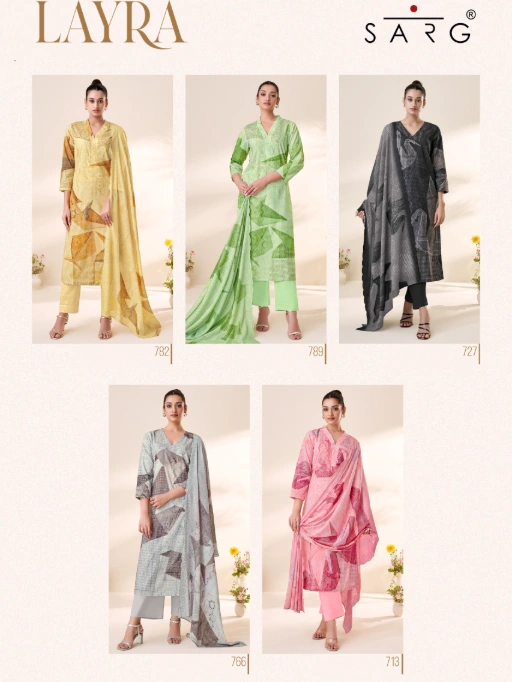 SARG Layra Wholesale Cotton Lawn Salwar Kameez Collection — Wholesale Salwar Suits, SARG wholesale from Surat — view 3