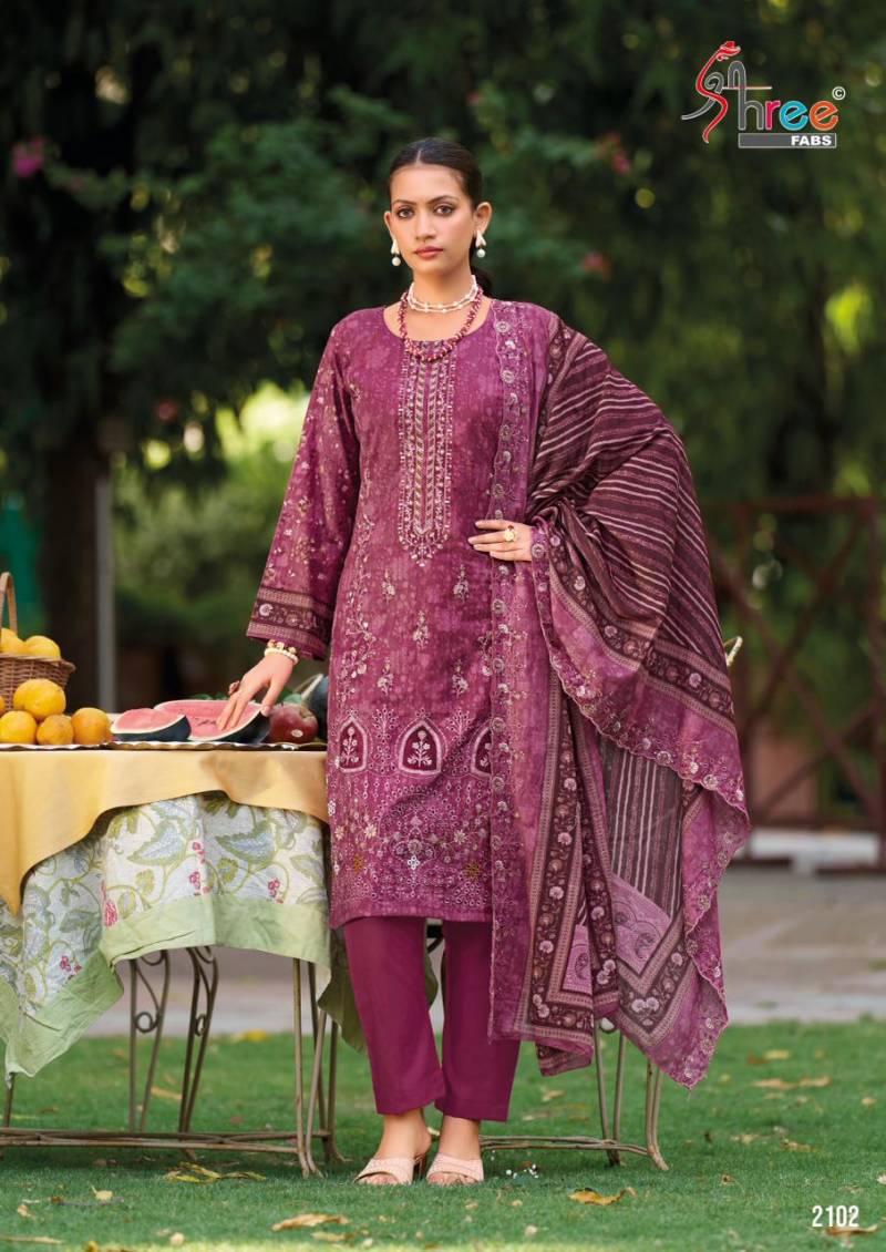 Shree Bin Saeed Lawn Collection Vol 21 Readymade Cotton Suit Set - Image 5