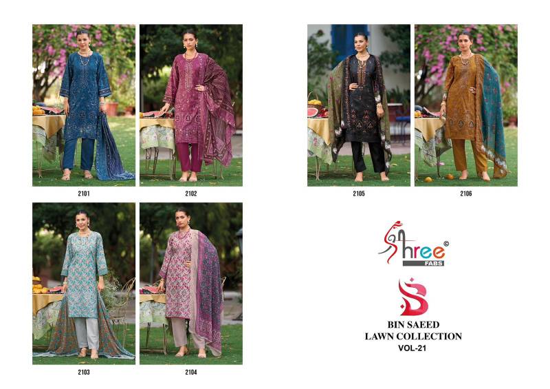 Shree Bin Saeed Lawn Collection Vol 21 Readymade Cotton Suit Set - Image 7