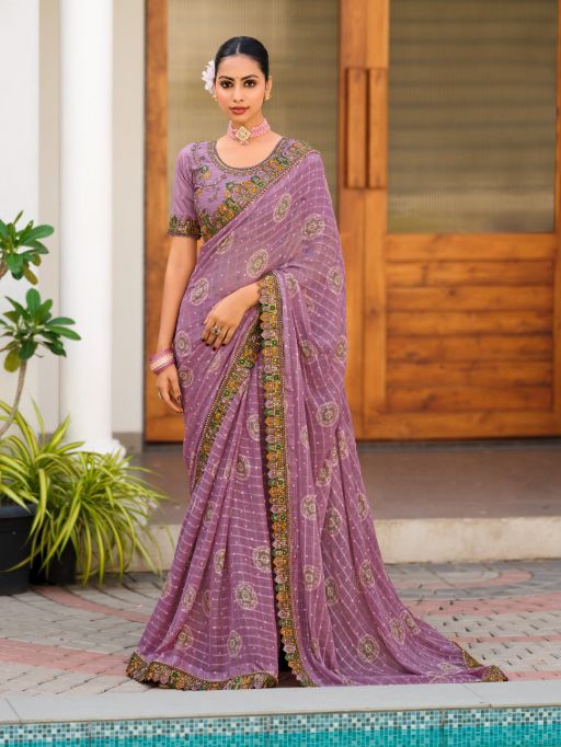 Stavan Jiva Wholesale Embroidered Georgette Saree Collection - Image 8