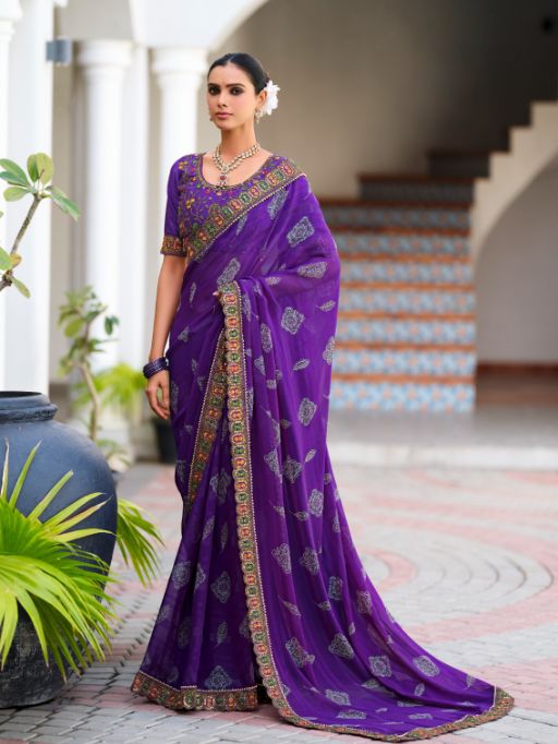 Stavan Jiva Wholesale Embroidered Georgette Saree Collection - Image 5