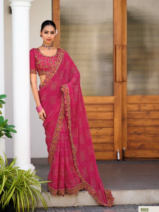 Stavan Jiva Wholesale Embroidered Georgette Saree Collection - Image 6