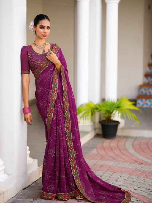 Stavan Jiva Wholesale Embroidered Georgette Saree Collection - Image 10