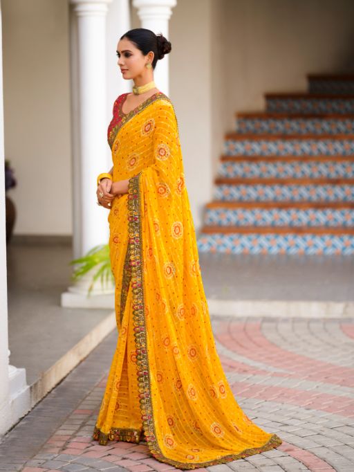 Stavan Jiva Wholesale Embroidered Georgette Saree Collection - Image 11