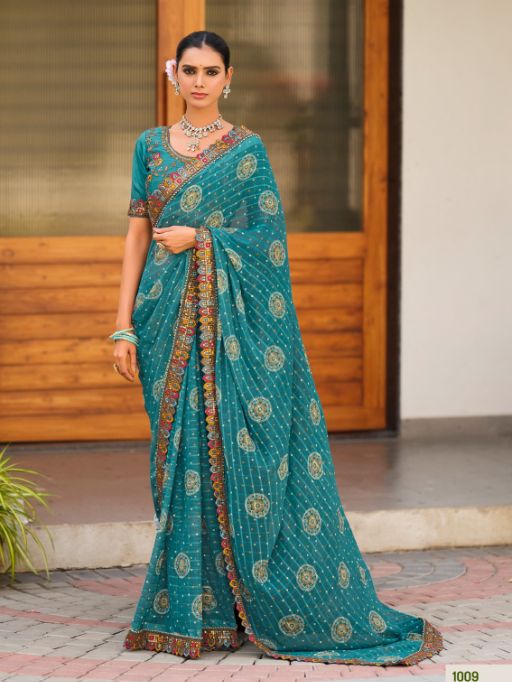 Stavan Jiva Wholesale Embroidered Georgette Saree Collection - Image 3