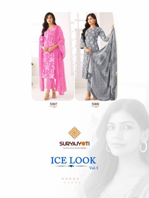 Suryajyoti Ice Look Vol 5 Wholesale Cotton Kurti With Bottom Dupatta - Image 9
