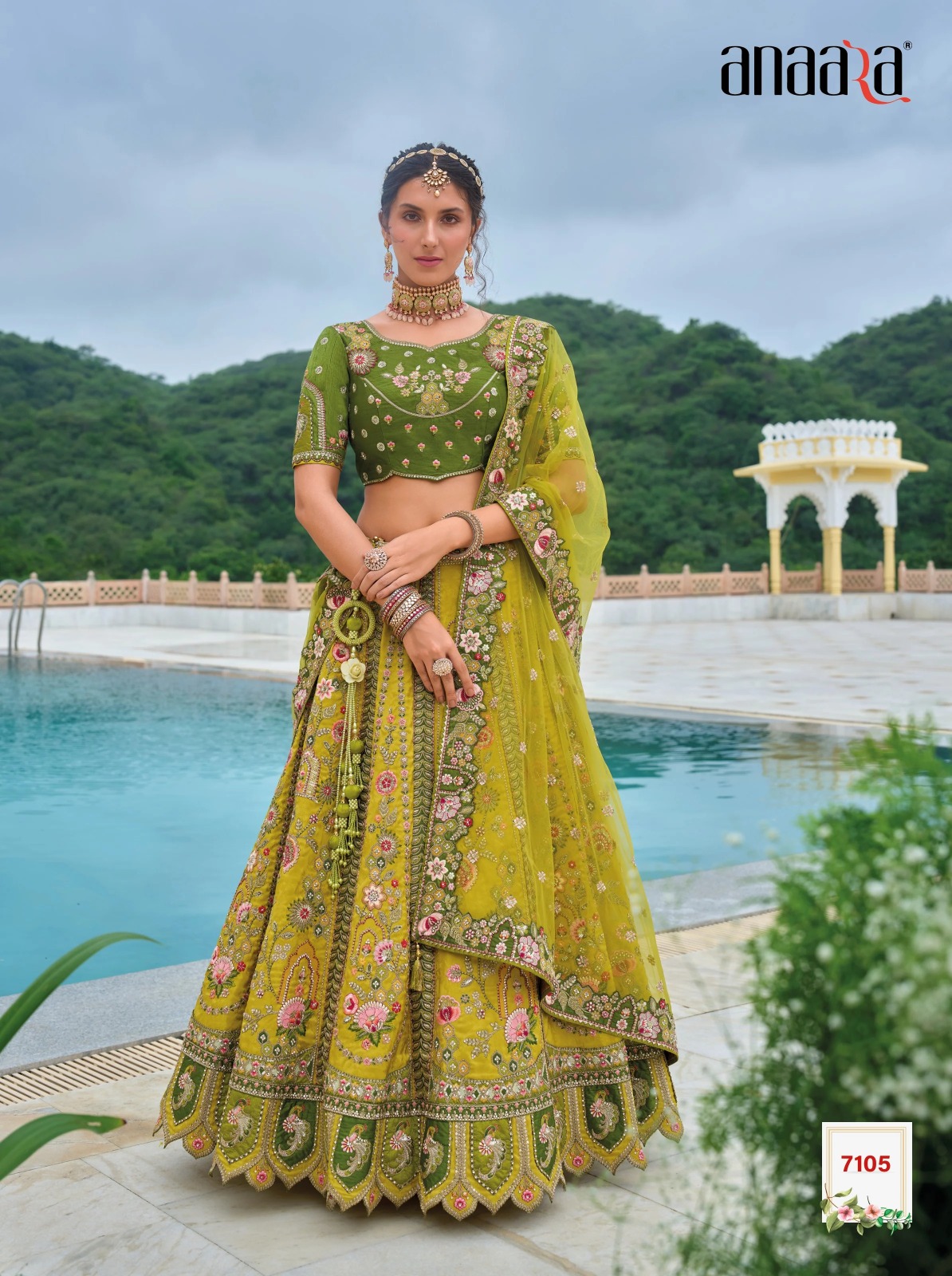 Tathastu Anaara Mehndi Green Designer Traditional Silk Lehenga