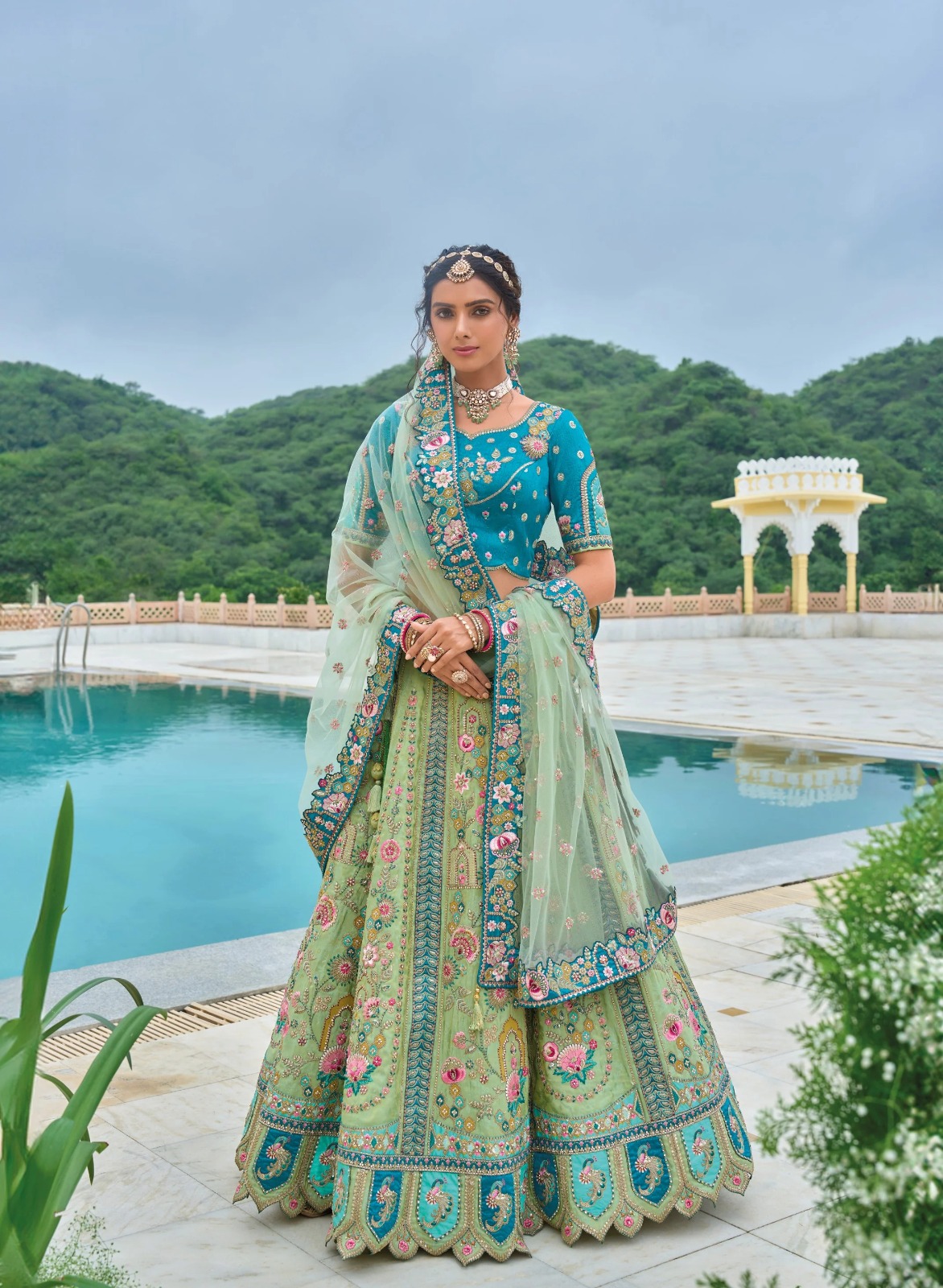 Tathastu Anaara Traditional Saga Green Designer Silk Lehenga