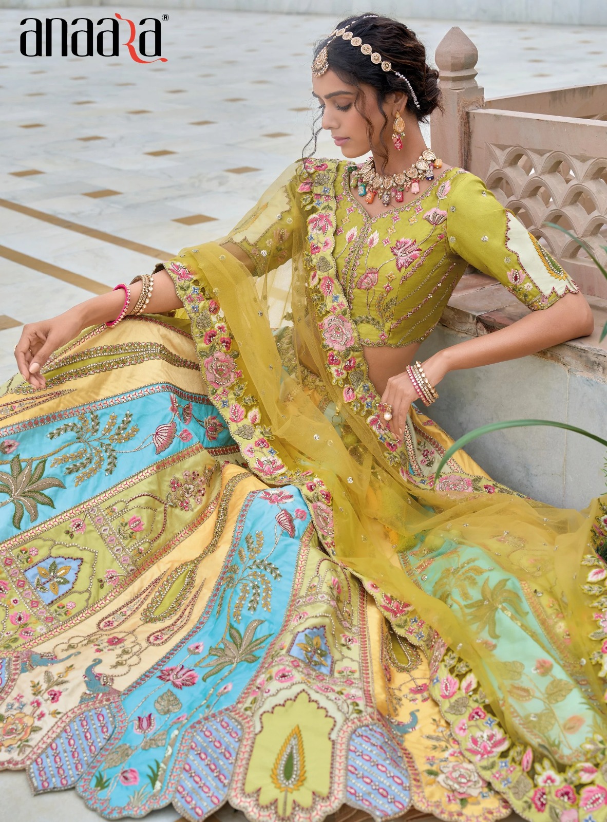 Tathastu Multi Color Beautiful Traditional Wedding Silk Lehenga Choli - Image 4
