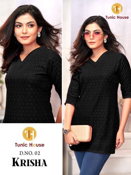 Tunic House Krisha Wholesale Fancy Chikankari Short Top Collection