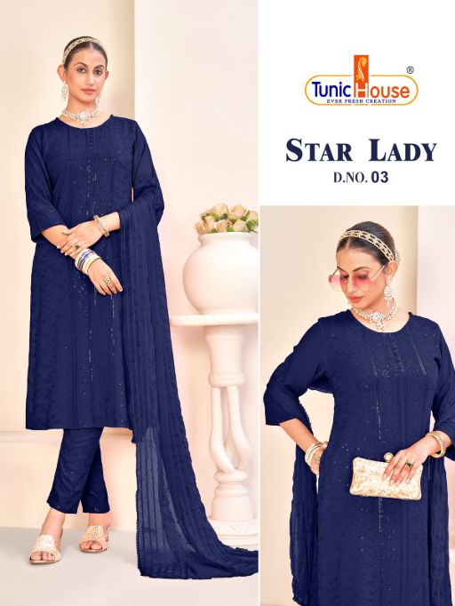 Tunic House Star Lady Wholesale Chikankari Kurti With Bottom Dupatta - Image 5