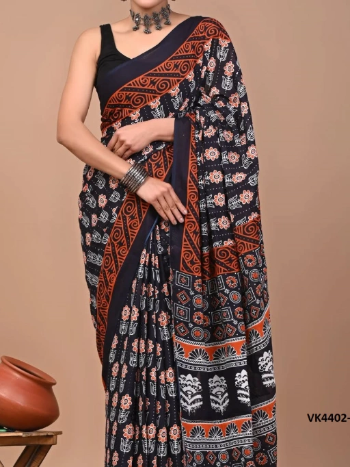 Vakratund 4402 Digital Print Chanderi Cotton Saree Collection - Image 6
