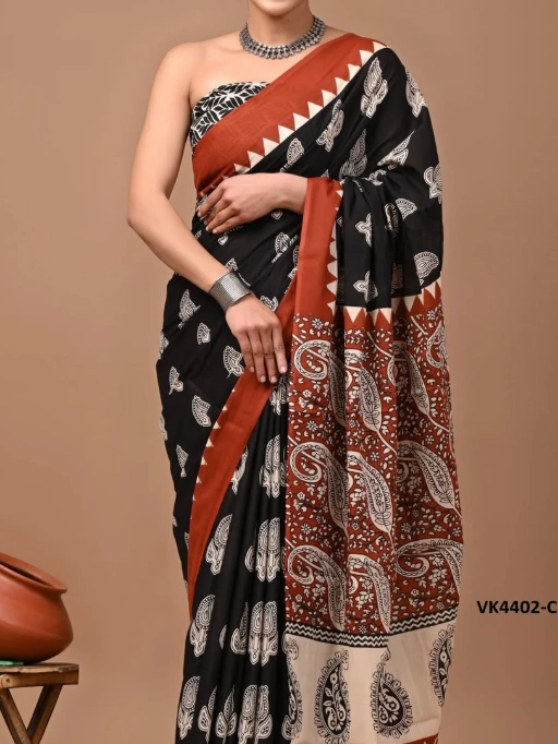 Vakratund 4402 Digital Print Chanderi Cotton Saree Collection - Image 7