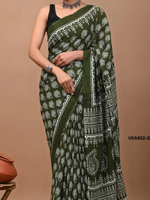 Vakratund 4402 Digital Print Chanderi Cotton Saree Collection - Image 2