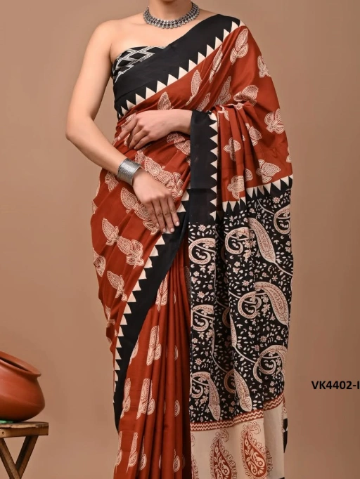 Digital Print Chanderi Cotton Saree