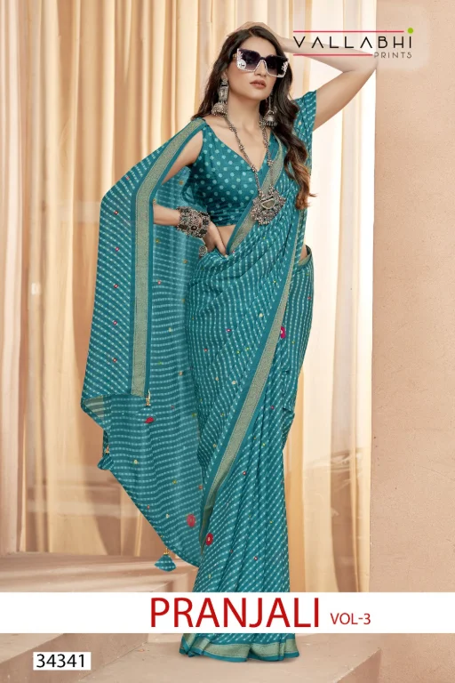 Vallabhi Print Pranjali-03 Wholesale Bandhani Print Saree