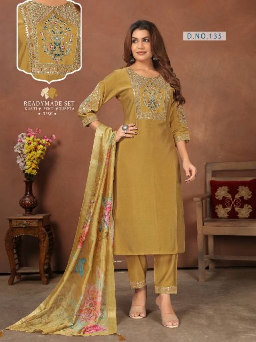 Vardan Alinee 134 to 136 Wholesale Roman Kurti Bottom With Dupatta