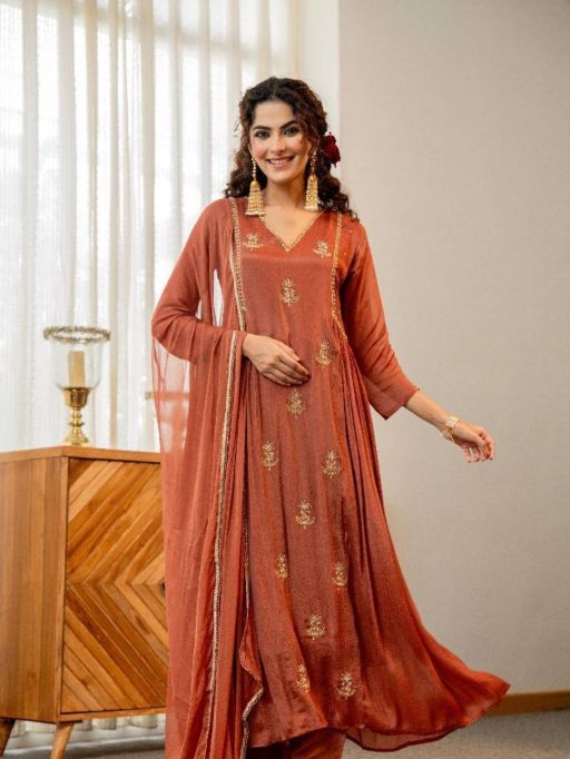 Vardan Naisha K 40 Wholesale Chinon Fancy Kurti Bottom With Dupatta