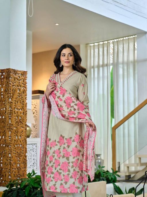 Vardan Naisha K 47 Wholesale Cotton Kurti With Bottom Dupatta