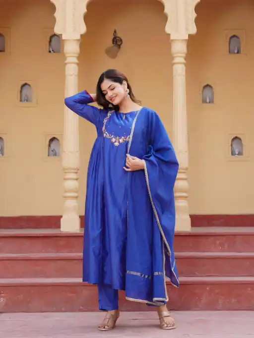 Vardan Naisha K 53 Wholesale Readymade Chanderi Anarkali Suit