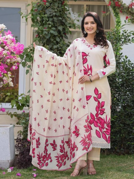 Vardan Naisha K 87 Wholesale Cotton Kurti With Bottom Dupatta - Image 3