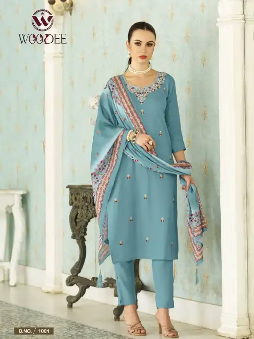 Vardan Woodee Chitraa Wholesale Rayon Kurti With Bottom Dupatta Catalog