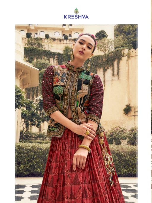 Vishnu Laxmi RS28 Maroon Silk Sherwani And Lehenga Wedding Couple Set - Image 4