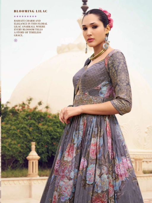 Vishnu Laxmi RS32 Dusty Grey Sherwani And Lehenga Wedding Couple Set - Image 2