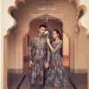 Vishnu Laxmi RS32 Dusty Grey Sherwani And Lehenga Wedding Couple Set