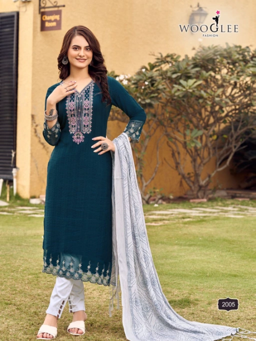 Wooglee Sagaai Wholesale Viscose Kurti With Bottom Dupatta - Image 4